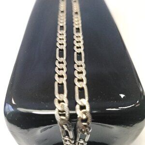 1990s Gold Toned Figaro Chain Necklace 24.25" Long 5mm Wide Italian Style